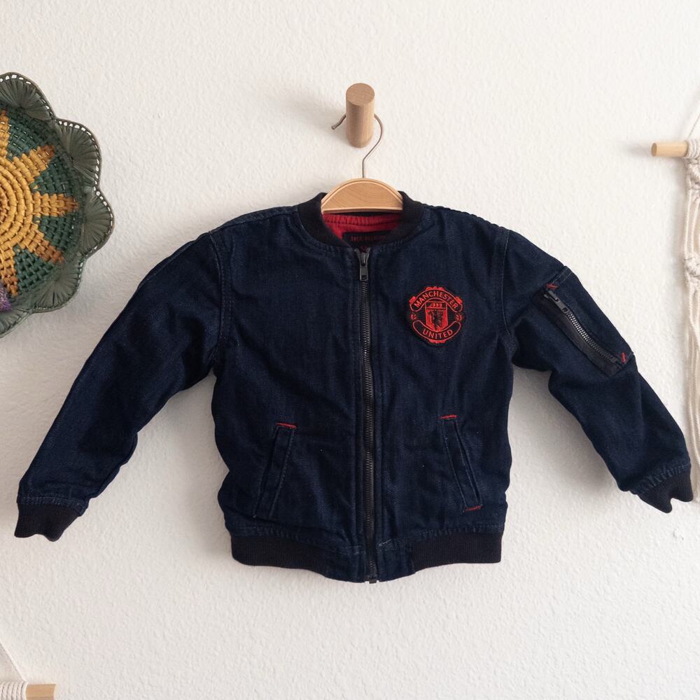 True Religion Manchester United Dark Denim Utility Jean Jacket Toddler Size 3T
